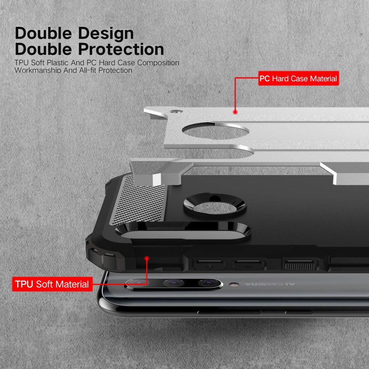 Huawei P Smart Plus 2019 Hybride Hoesje Donker Blauw afbeelding 2