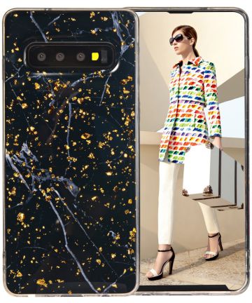Samsung Galaxy S10 Plus Gold-stamping TPU Hoesje Goud Zwart Hoesjes