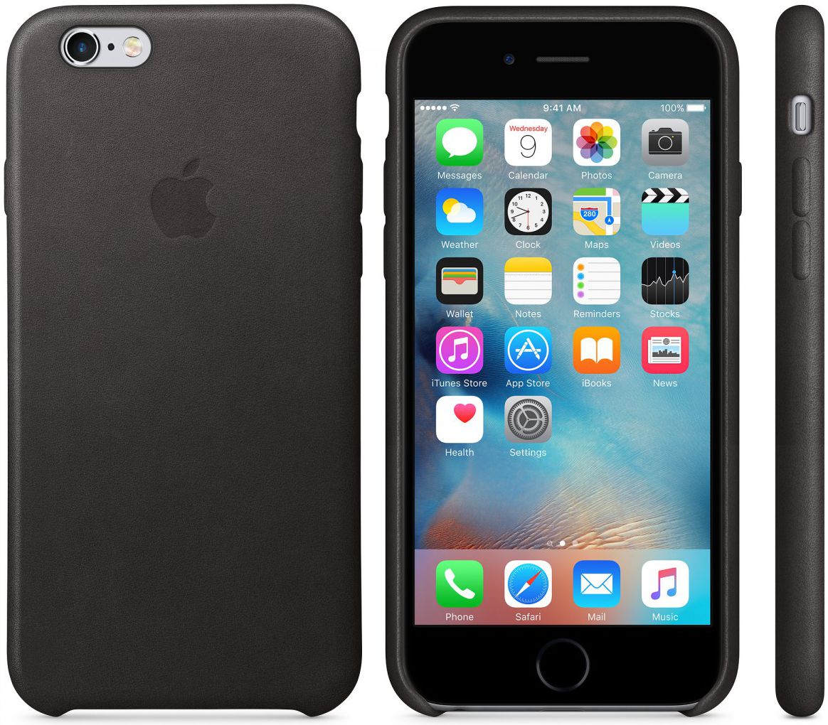Apple iPhone 6s Lederen Hoesje Zwart afbeelding 3