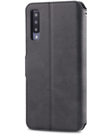 AZNS Samsung Galaxy A50 Book Case Hoesje Wallet Kunst Leer Zwart Hoesjes