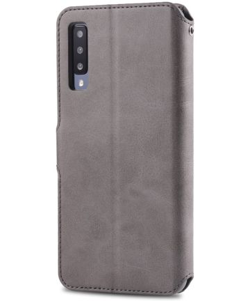 AZNS Samsung Galaxy A50 Book Case Hoesje Wallet Kunst Leer Grijs Hoesjes