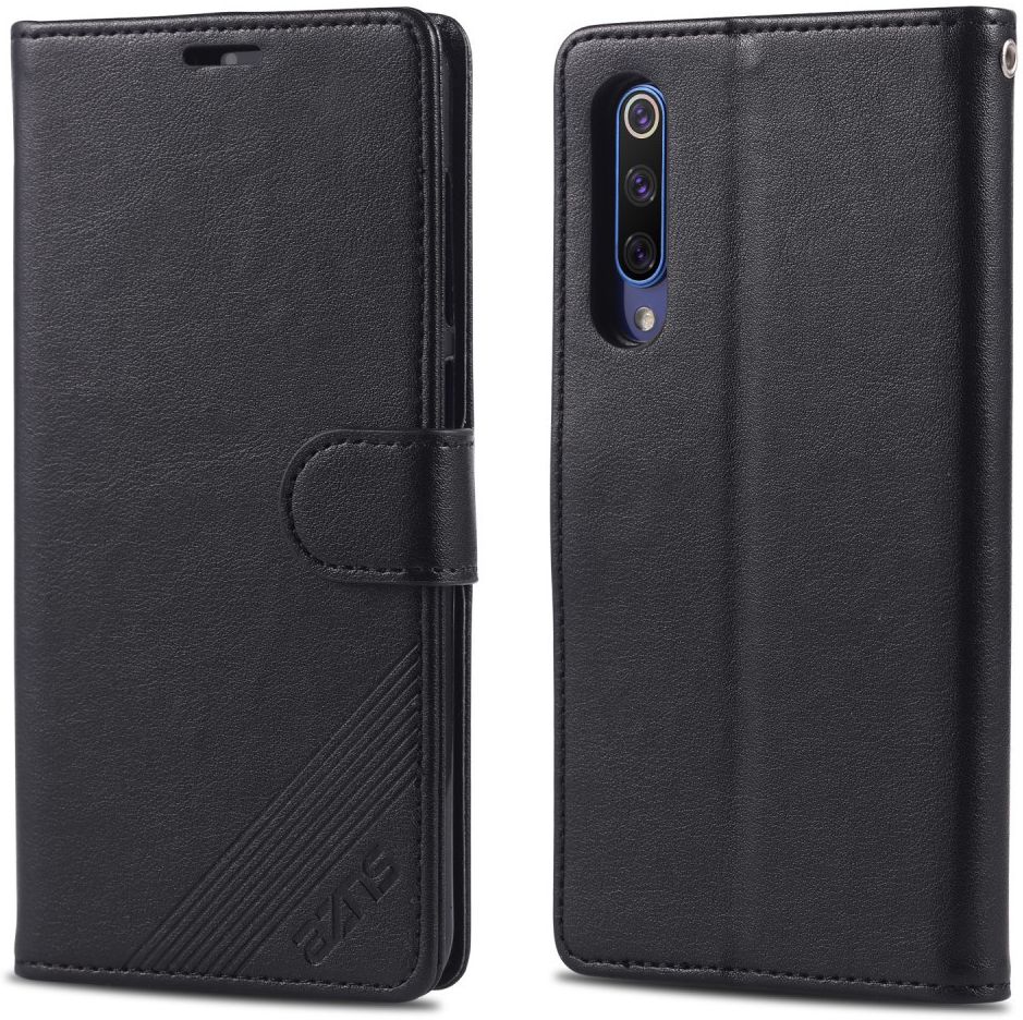 AZNS Xiaomi Mi 9 Portemonnee Hoesje Zwart afbeelding 2