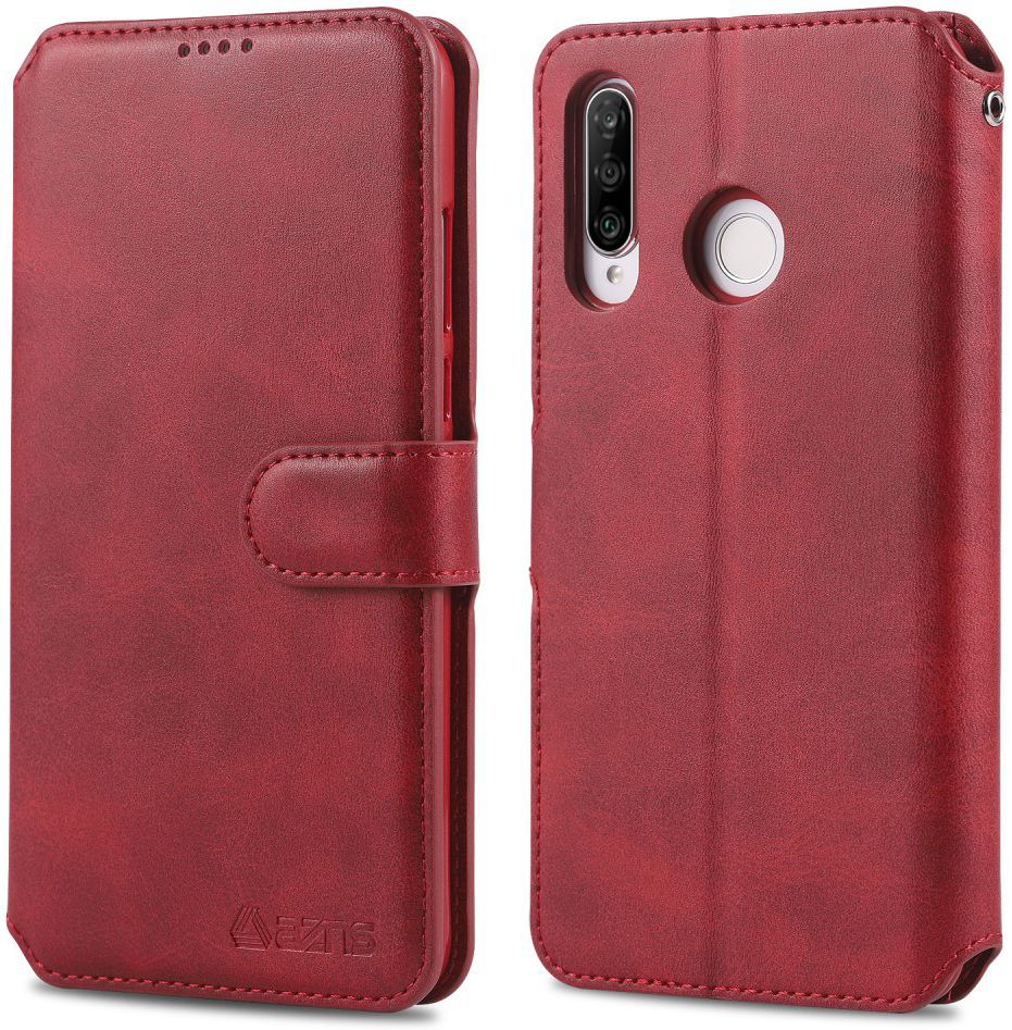 AZNS Huawei P30 Lite Portemonnee Stand Hoesje Rood afbeelding 2
