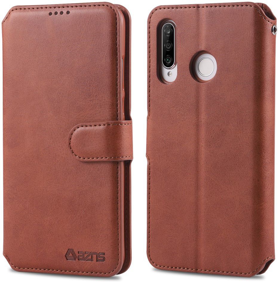 AZNS Huawei P30 Lite Portemonnee Stand Hoesje Bruin afbeelding 3