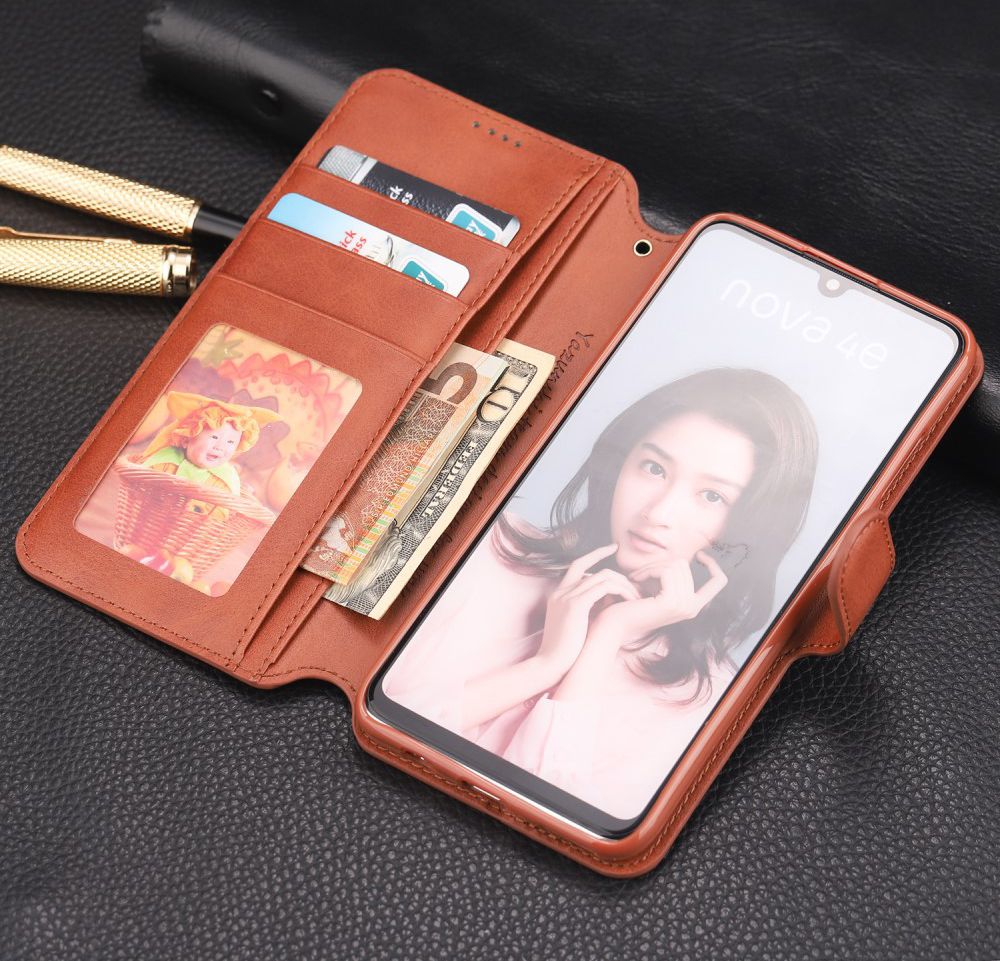 AZNS Huawei P30 Lite Portemonnee Stand Hoesje Bruin afbeelding 18