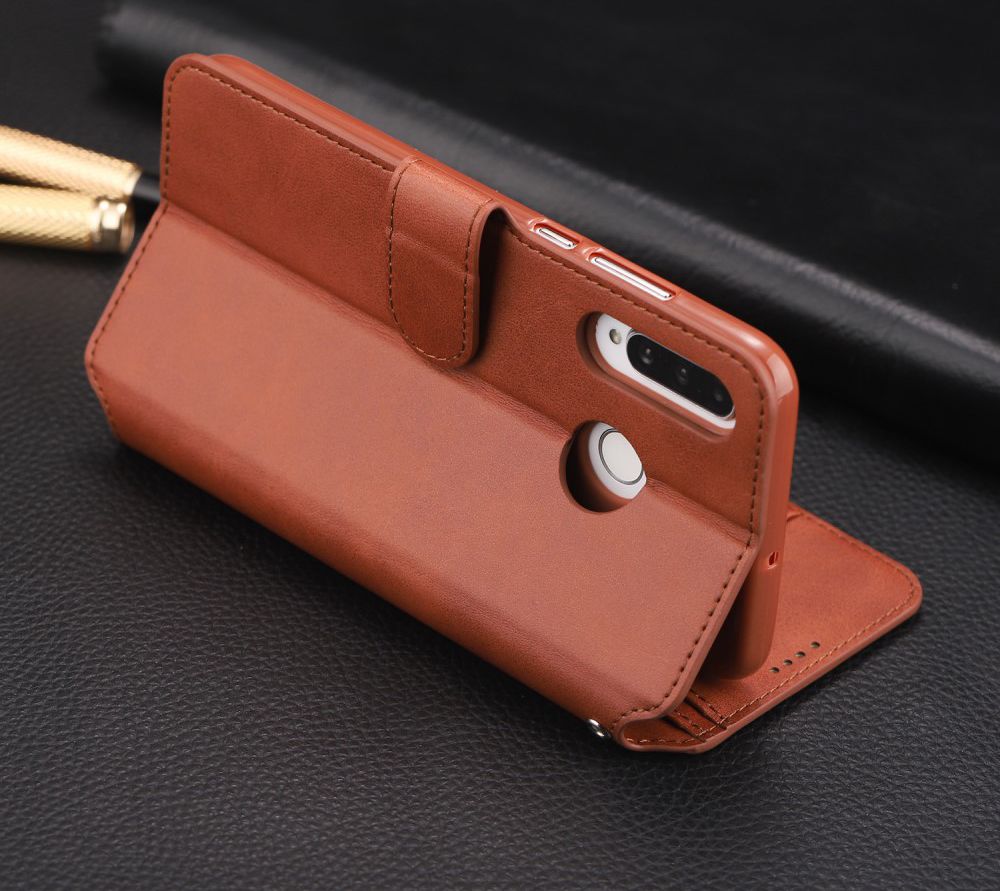 AZNS Huawei P30 Lite Portemonnee Stand Hoesje Bruin afbeelding 19