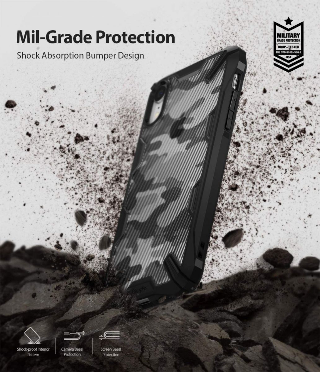 Ringke Fusion X Apple iPhone XR Hoesje Camo Zwart afbeelding 4