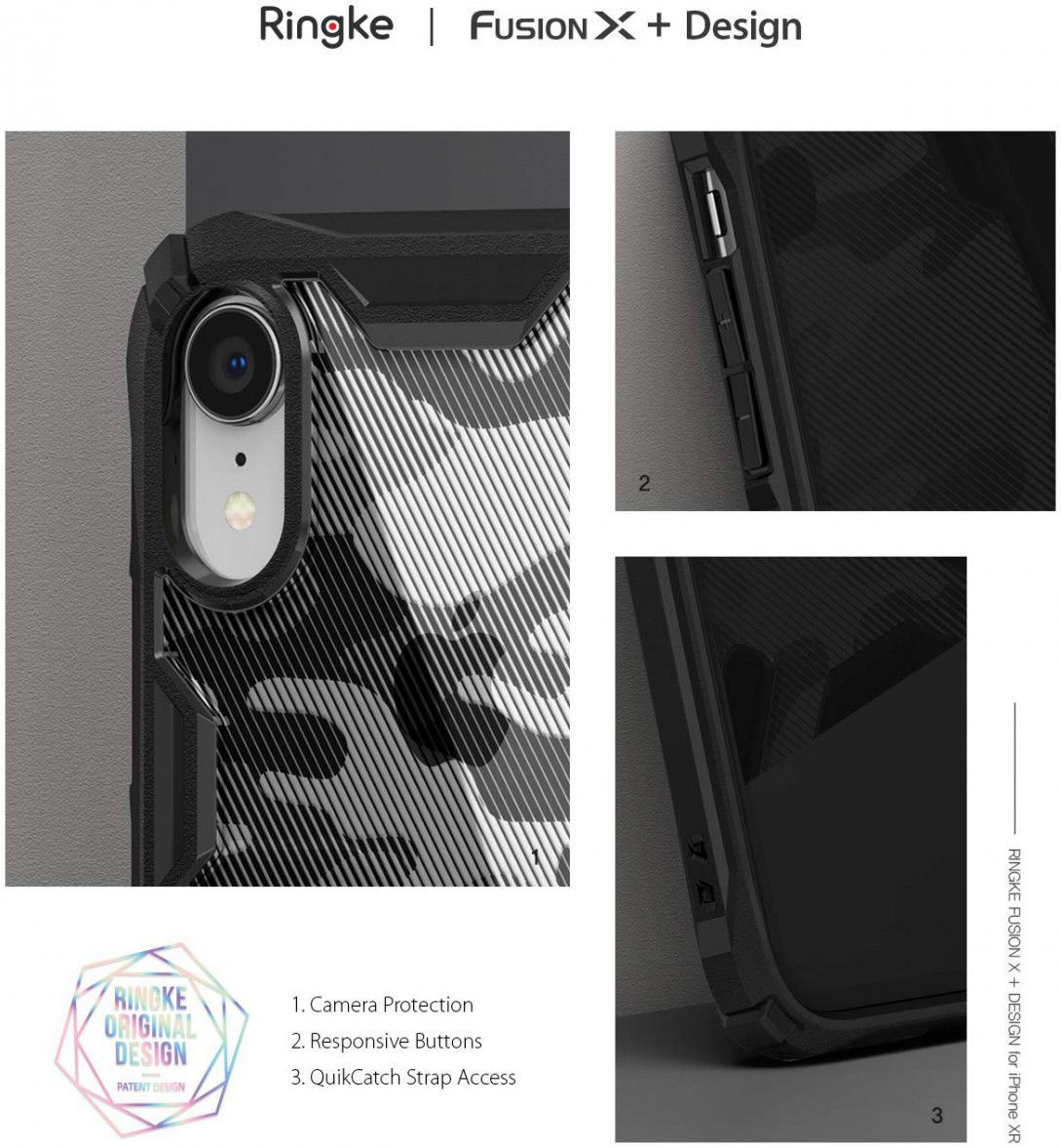 Ringke Fusion X Apple iPhone XR Hoesje Camo Zwart afbeelding 10