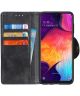 Samsung Galaxy A50 Book Case Hoesje Kunst Leer Wallet Zwart