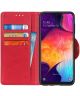 Samsung Galaxy A50 Book Case Hoesje Kunst Leer Wallet Rood