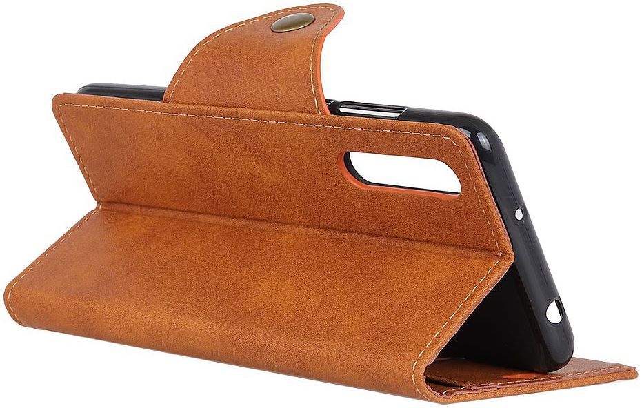 Samsung Galaxy A50 Book Case Hoesje Kunst Leer Wallet Bruin afbeelding 5