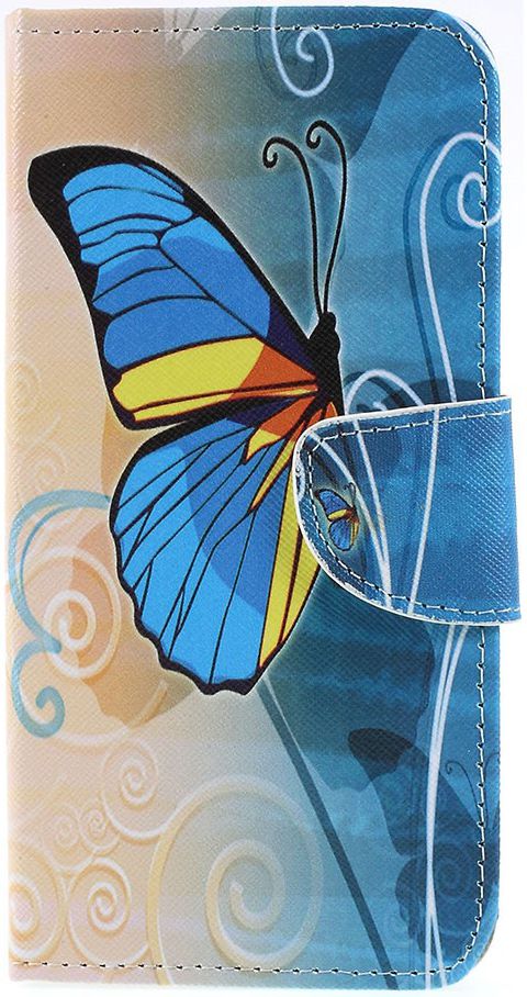 Samsung Galaxy A50 Book Case Hoesje Wallet Print Blauwe Vlinder afbeelding 1