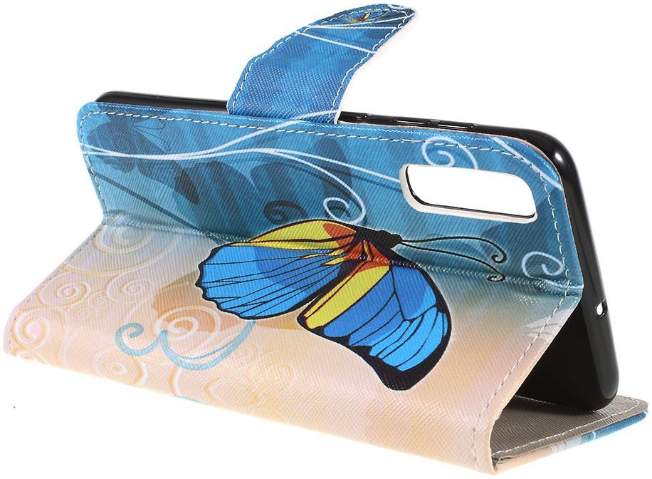 Samsung Galaxy A50 Book Case Hoesje Wallet Print Blauwe Vlinder afbeelding 5