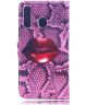 Samsung Galaxy A30 Leren Portemonnee Hoesje met Print Red Lip