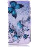 Samsung Galaxy A50/A30s Leren Portemonnee Hoesje Blue Butterfly Print