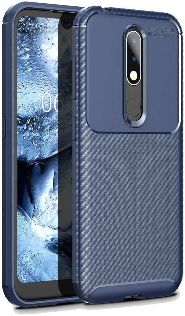 Nokia 4.2 Siliconen Carbon Hoesje Blauw afbeelding 1