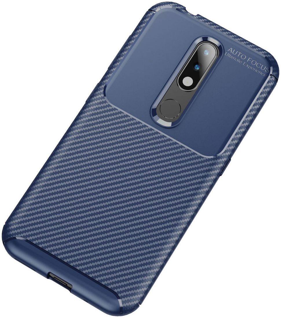 Nokia 4.2 Siliconen Carbon Hoesje Blauw afbeelding 2