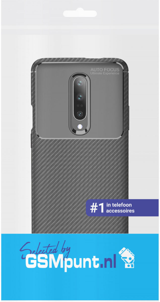 OnePlus 7 Pro Siliconen Carbon Hoesje Zwart afbeelding 2