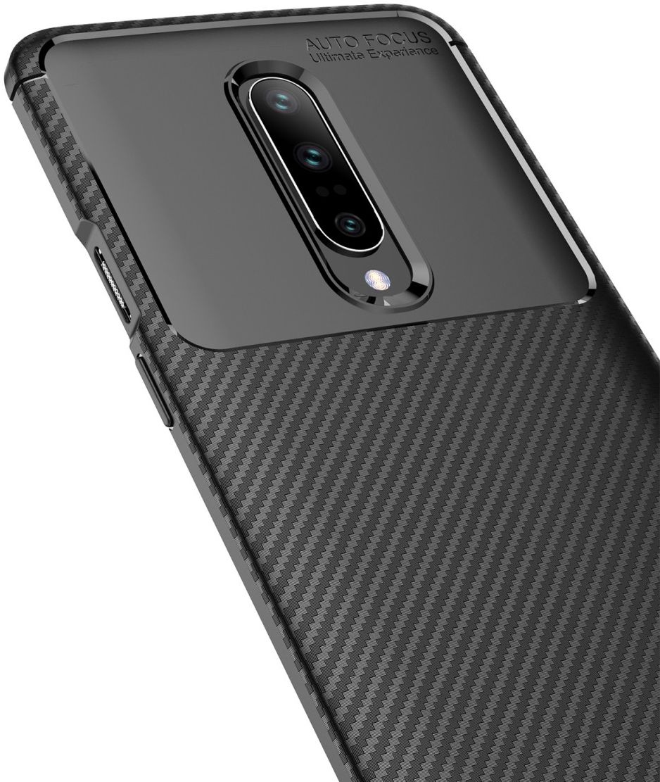 OnePlus 7 Pro Siliconen Carbon Hoesje Zwart afbeelding 6
