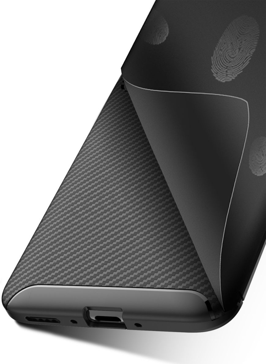 OnePlus 7 Pro Siliconen Carbon Hoesje Zwart afbeelding 7