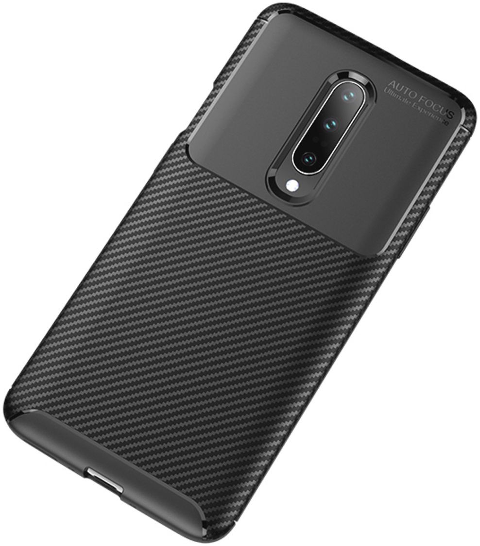 OnePlus 7 Pro Siliconen Carbon Hoesje Zwart afbeelding 10