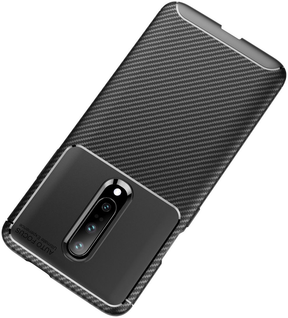 OnePlus 7 Pro Siliconen Carbon Hoesje Zwart afbeelding 11
