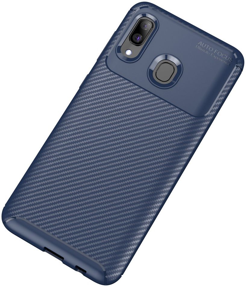 Samsung Galaxy A40 Siliconen Carbon Hoesje Blauw afbeelding 2