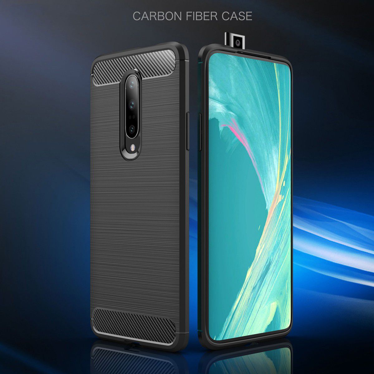 OnePlus 7 Pro Geborsteld TPU Hoesje Zwart afbeelding 12