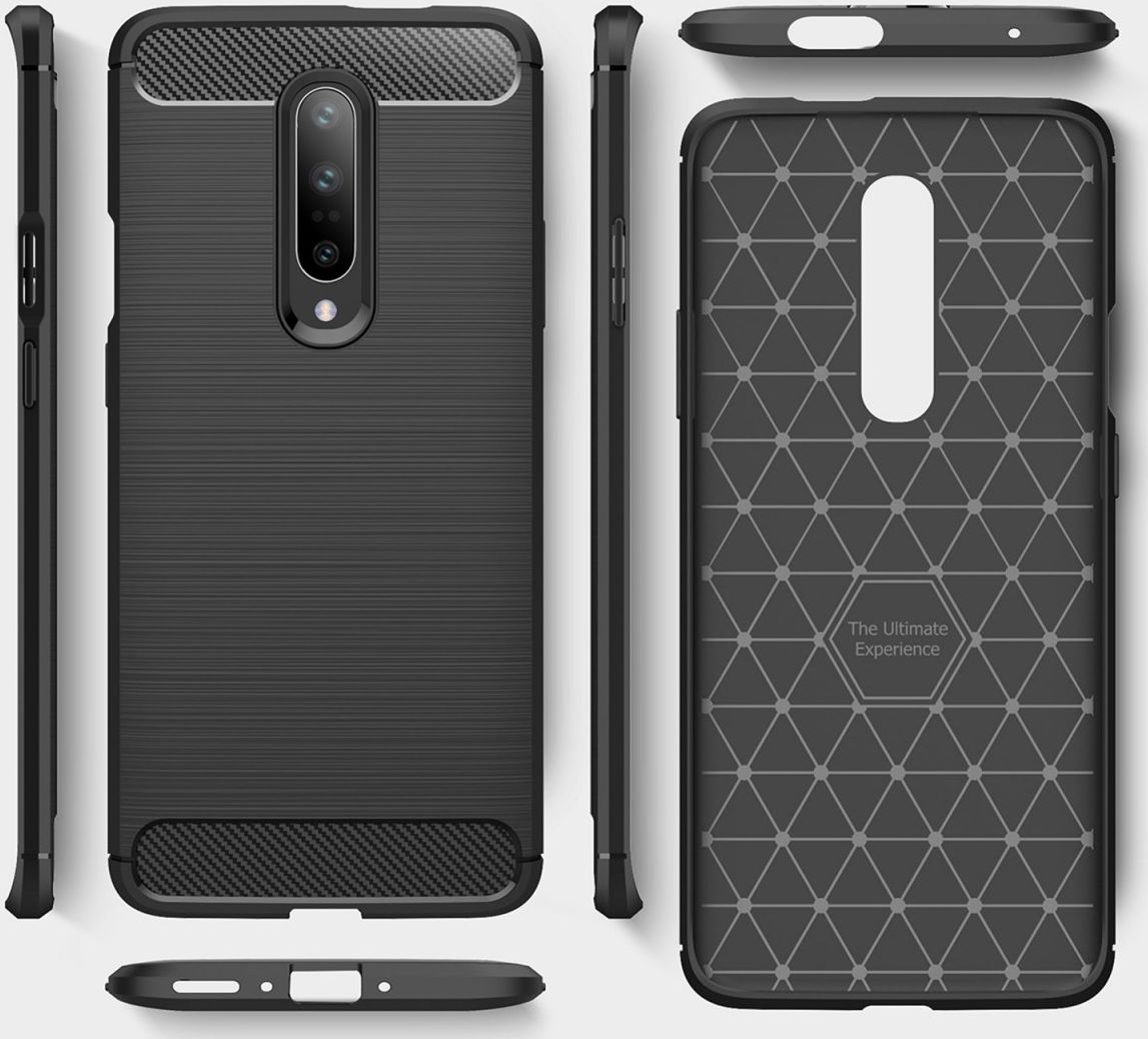 OnePlus 7 Pro Geborsteld TPU Hoesje Zwart afbeelding 8