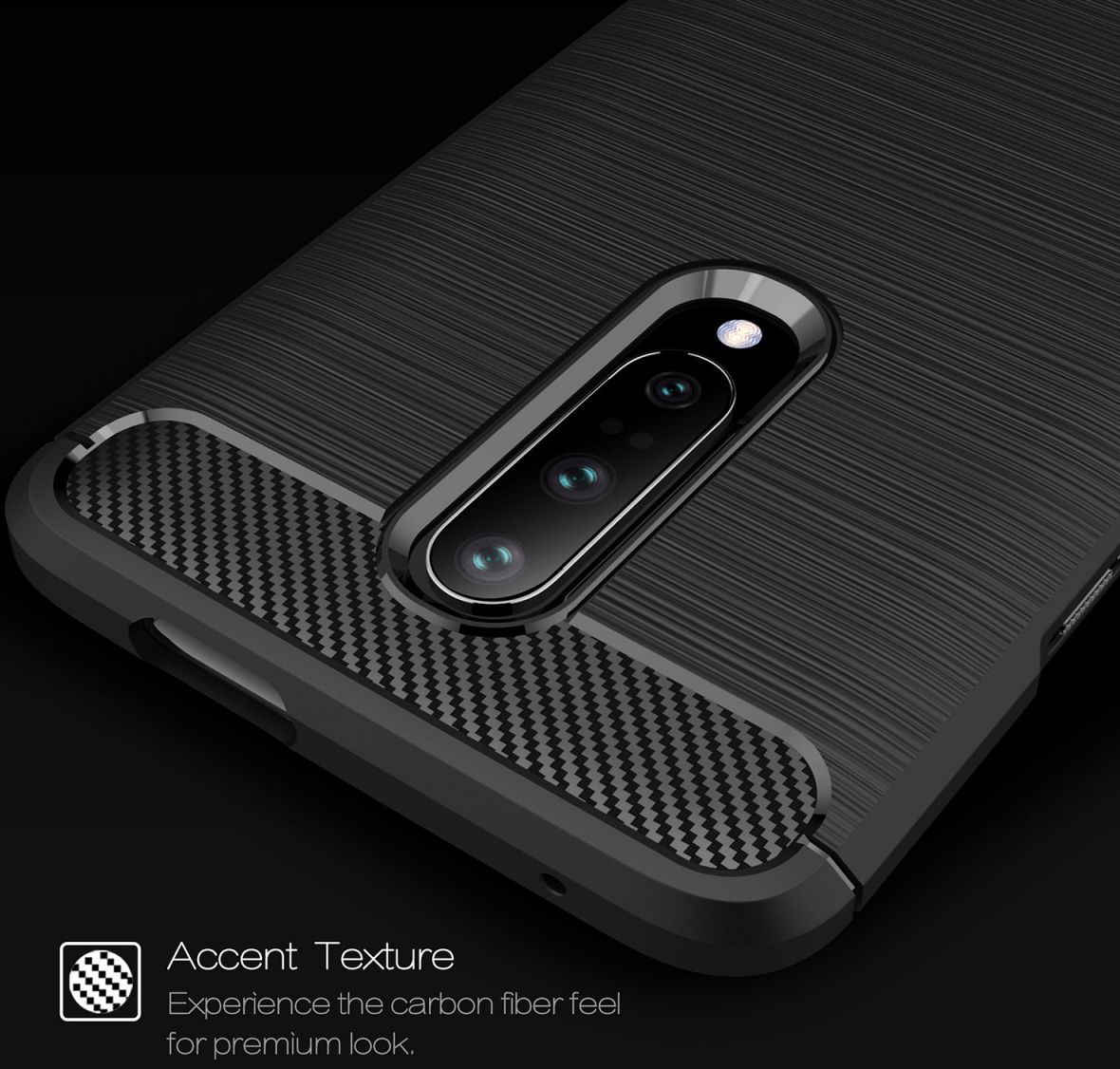 OnePlus 7 Pro Geborsteld TPU Hoesje Zwart afbeelding 11