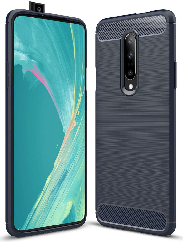 OnePlus 7 Pro Geborsteld TPU Hoesje Blauw afbeelding 1