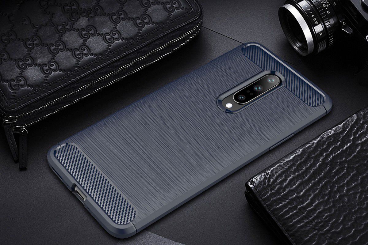 OnePlus 7 Pro Geborsteld TPU Hoesje Blauw afbeelding 4