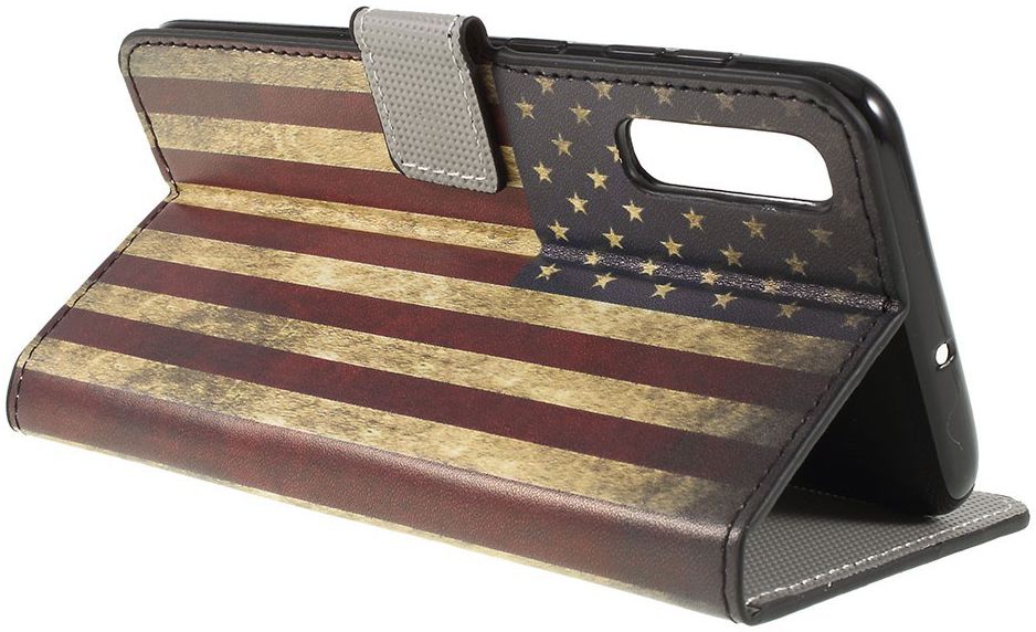 Samsung Galaxy A50 Book case Hoesje Wallet Kunst Leer Amerikaanse Vlag afbeelding 4