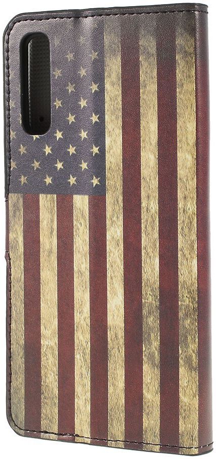 Samsung Galaxy A50 Book case Hoesje Wallet Kunst Leer Amerikaanse Vlag afbeelding 6