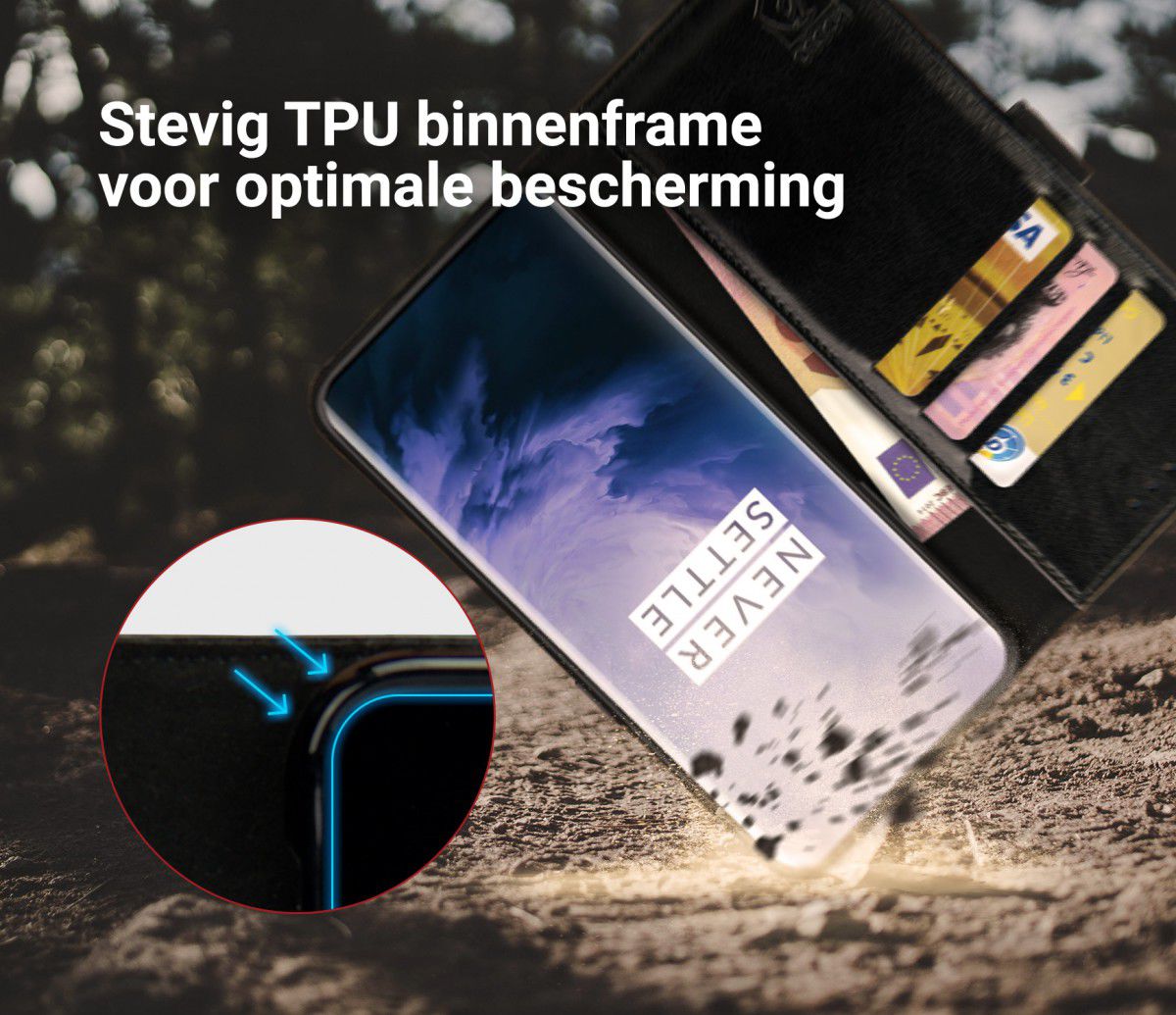 Rosso Element OnePlus 7 Pro Hoesje Book Cover Zwart afbeelding 6