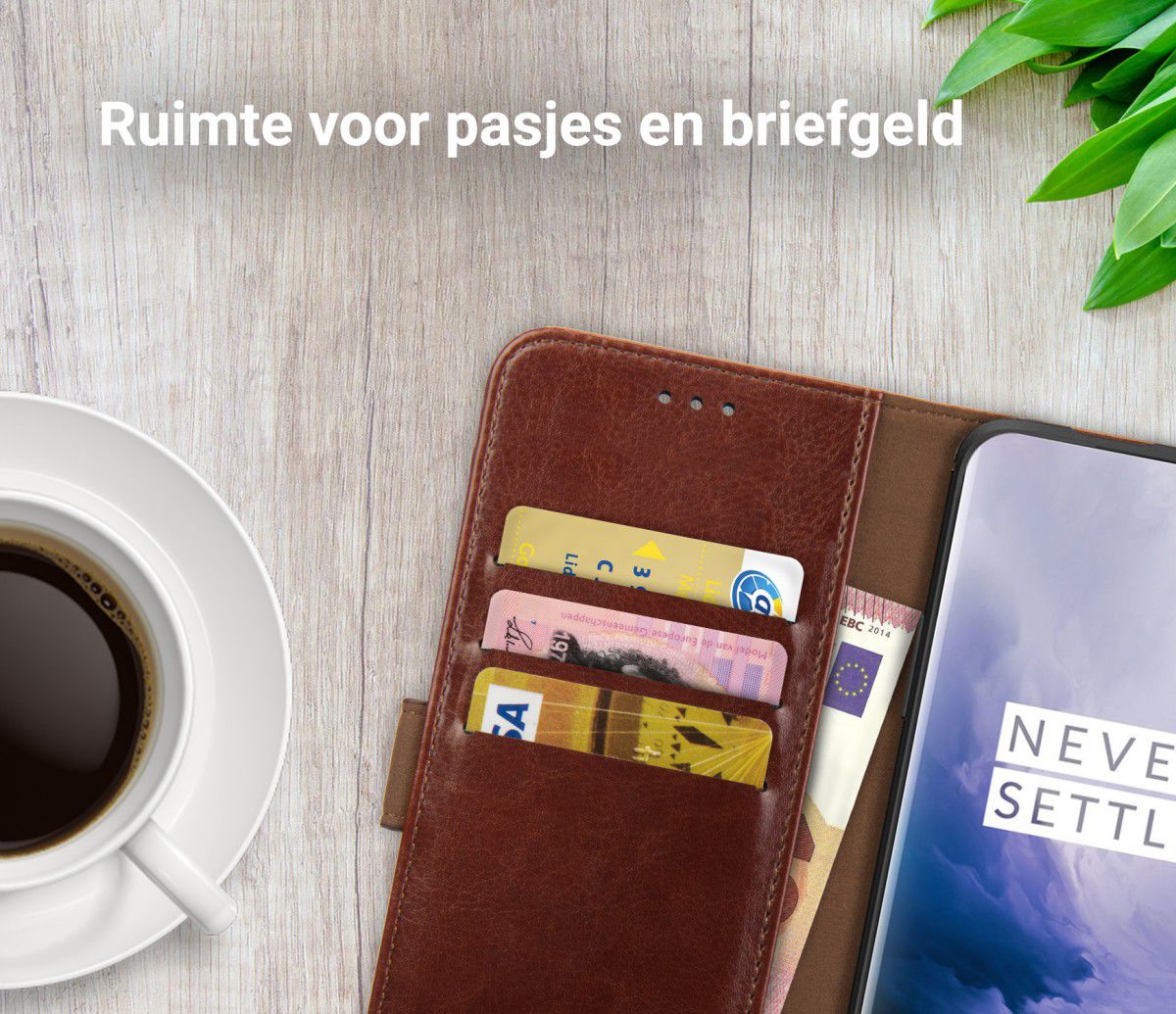 Rosso Element OnePlus 7 Pro Hoesje Book Cover Bruin afbeelding 9