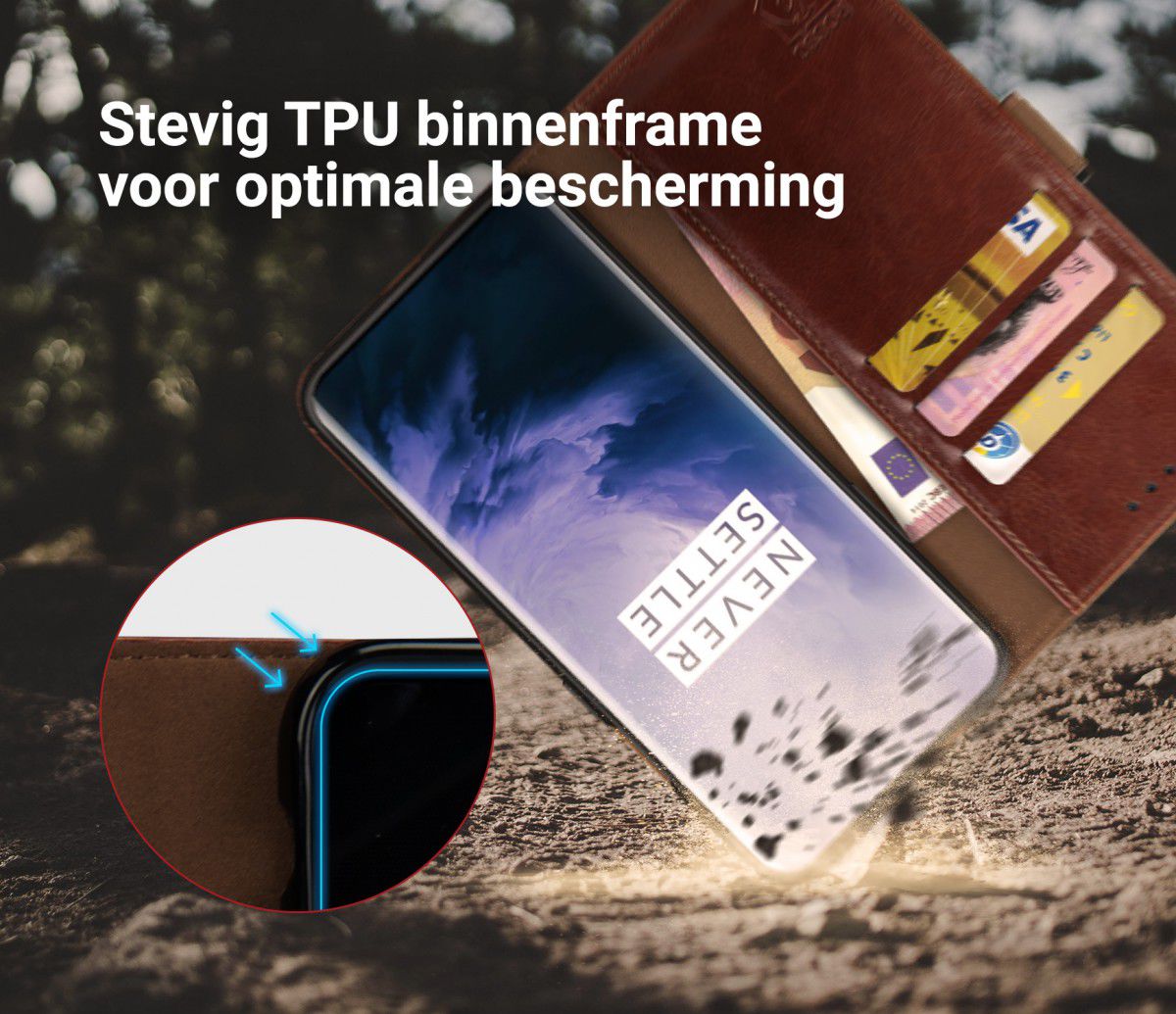 Rosso Element OnePlus 7 Pro Hoesje Book Cover Bruin afbeelding 6