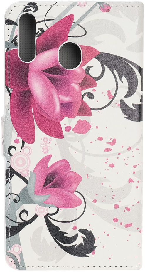 Samsung Galaxy A40 Portemonnee Hoesje met Print Purple Flowers afbeelding 5