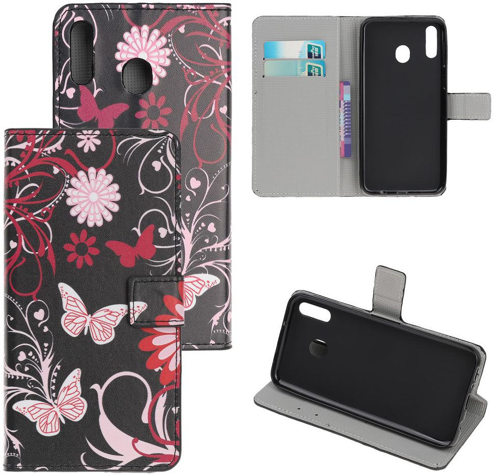 Samsung Galaxy A40 Portemonnee Hoesje met Print Butterfly Flower afbeelding 6