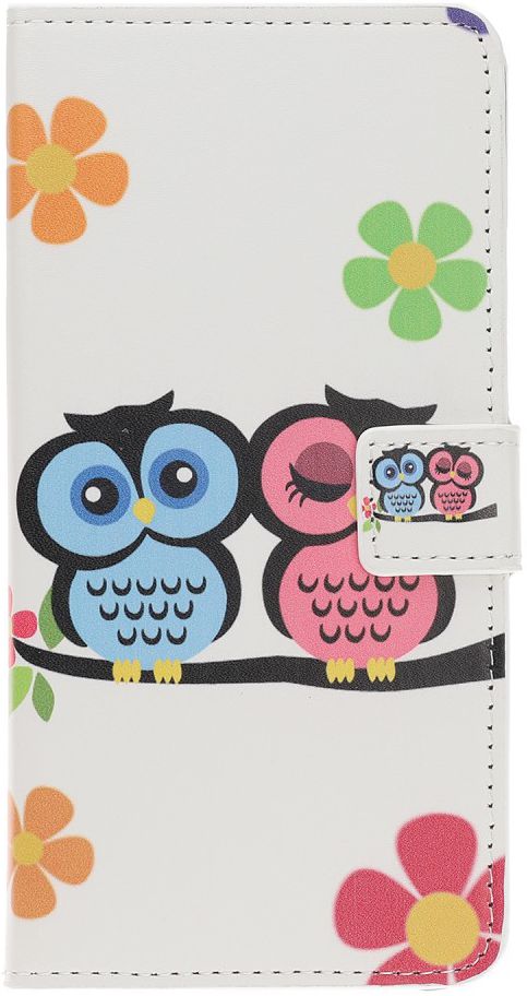 Samsung Galaxy A40 Portemonnee Hoesje met Print Cute Owls afbeelding 1