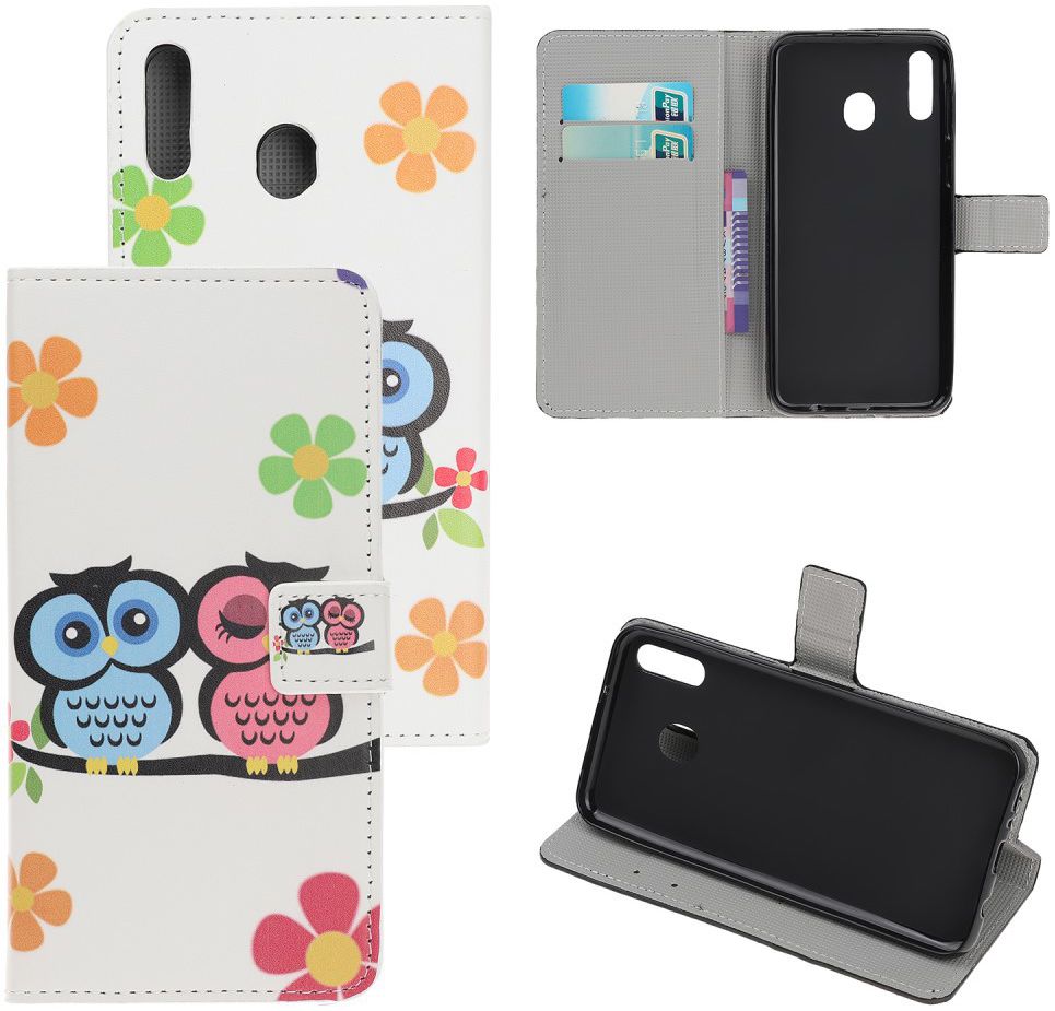 Samsung Galaxy A40 Portemonnee Hoesje met Print Cute Owls afbeelding 6