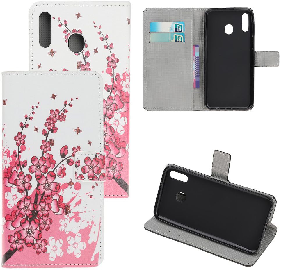 Samsung Galaxy A40 Portemonnee Hoesje met Print Bloesem afbeelding 6