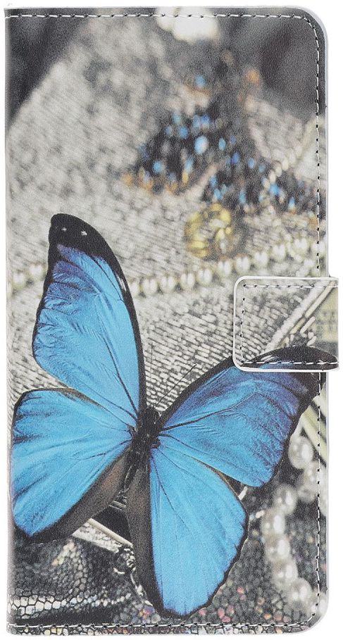 Samsung Galaxy A40 Portemonnee Hoesje met Print Blauw Vlinder afbeelding 1