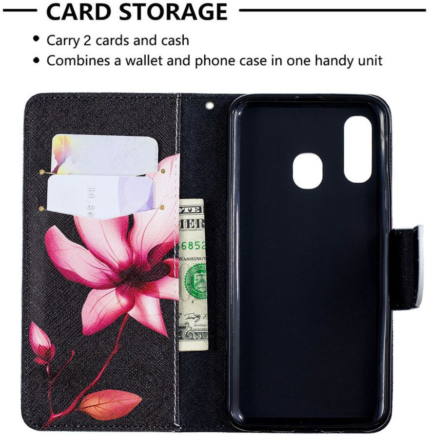 Samsung Galaxy A40 Portemonnee Print Hoesje Bloem afbeelding 3