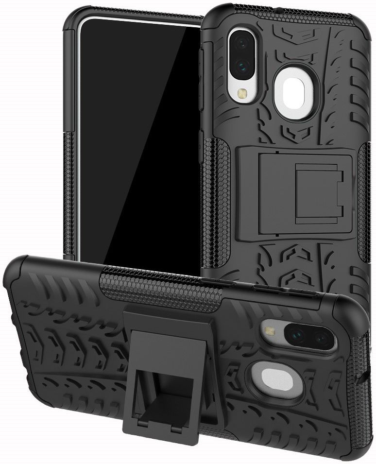 Samsung Galaxy A40 Robuust Hybride Hoesje Zwart afbeelding 1