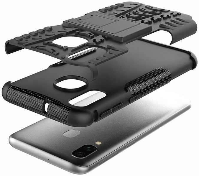 Samsung Galaxy A40 Robuust Hybride Hoesje Zwart afbeelding 2