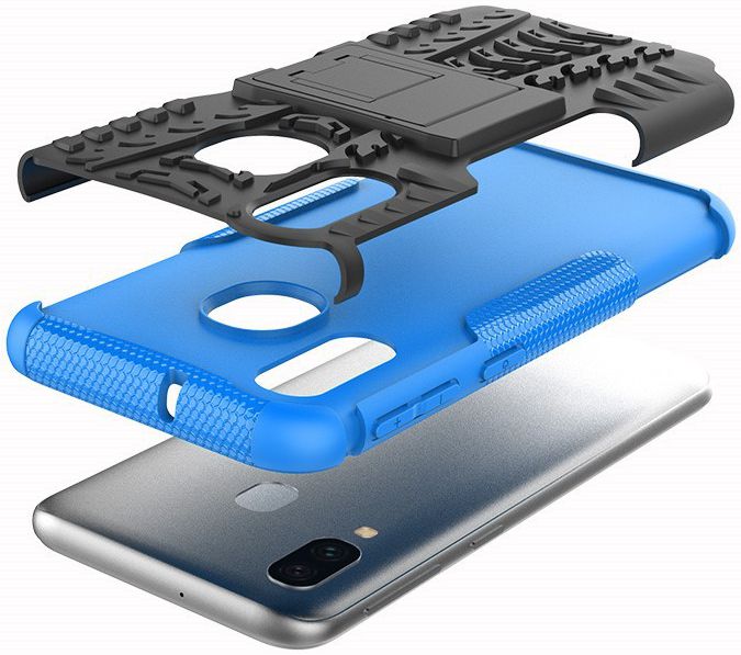 Samsung Galaxy A40 Robuust Hybride Hoesje Blauw afbeelding 2