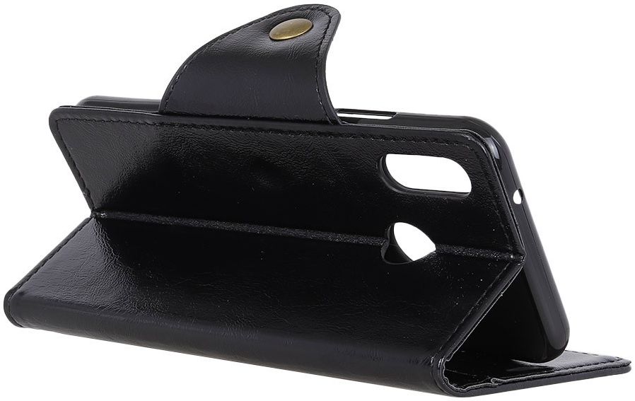 Samsung Galaxy A40 Portemonnee Knoop Hoesje Zwart afbeelding 4