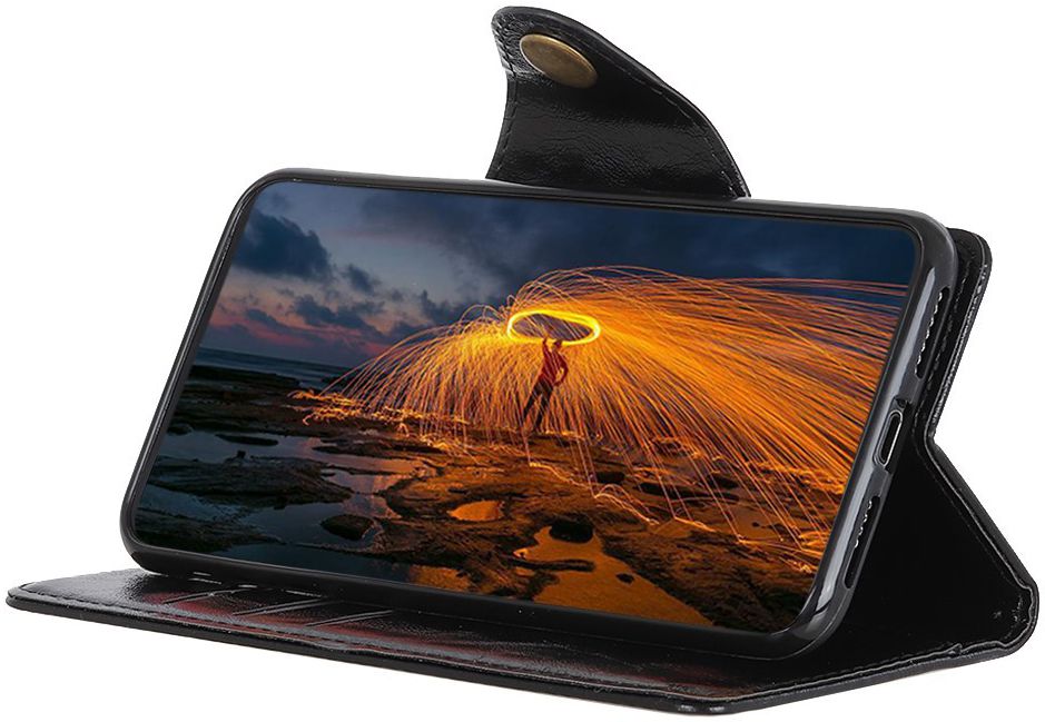 Samsung Galaxy A40 Portemonnee Knoop Hoesje Zwart afbeelding 5