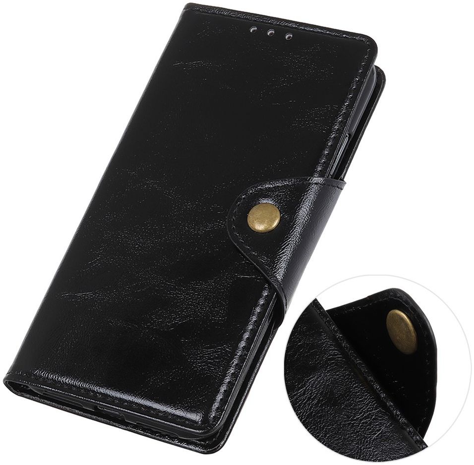Samsung Galaxy A40 Portemonnee Knoop Hoesje Zwart afbeelding 6